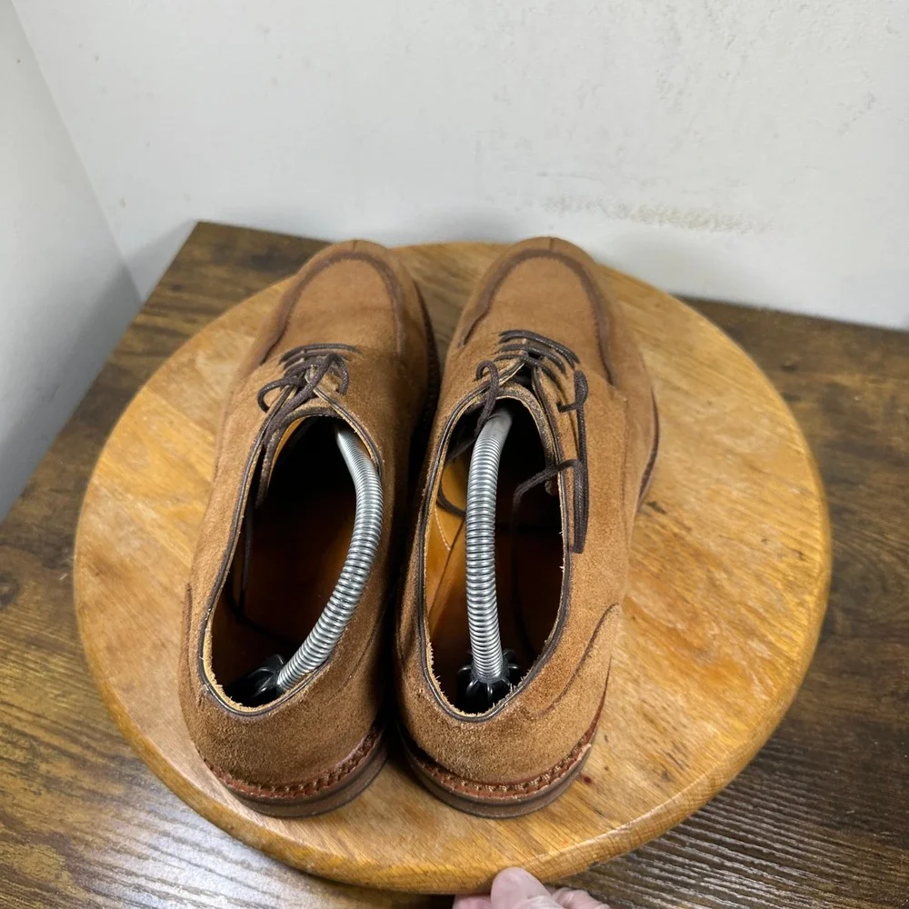Beckett Simonon Dunham Derby Tan Suede Split Toe Mens Shoes Size 9.5